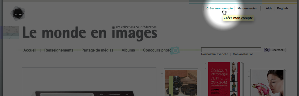 Lien pour la création d'un compte dans Le monde en images