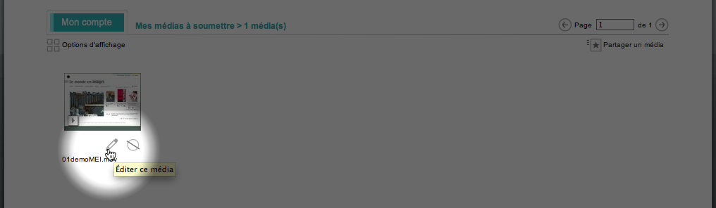 Lien pour éditer la fiche d'une vidéo