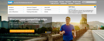 Homepage of SAP website