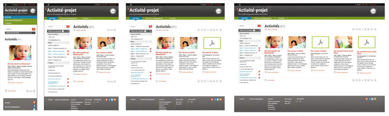 4 déclinaisons en pixels pour le site Activité-projet (iPhone-320, iPad-420, Portatif-1024, grand écran-2200)
