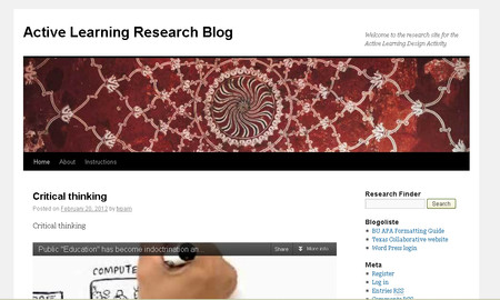 Active Learning Research Blog on Profweb's Web Space