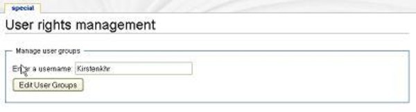 User rights management form