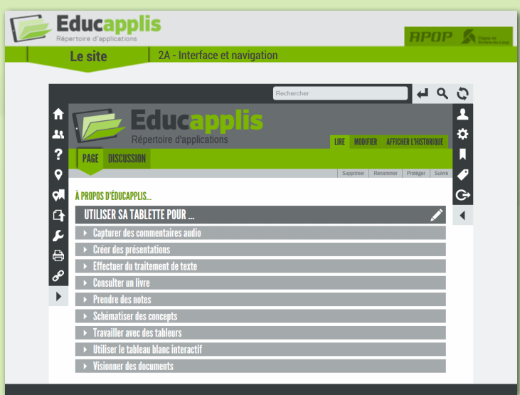 Educapplis interface