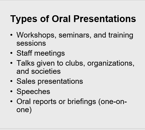 kinds of oral presentations
