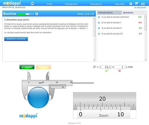 Sample Question with a Caliper Manipulation Simulation